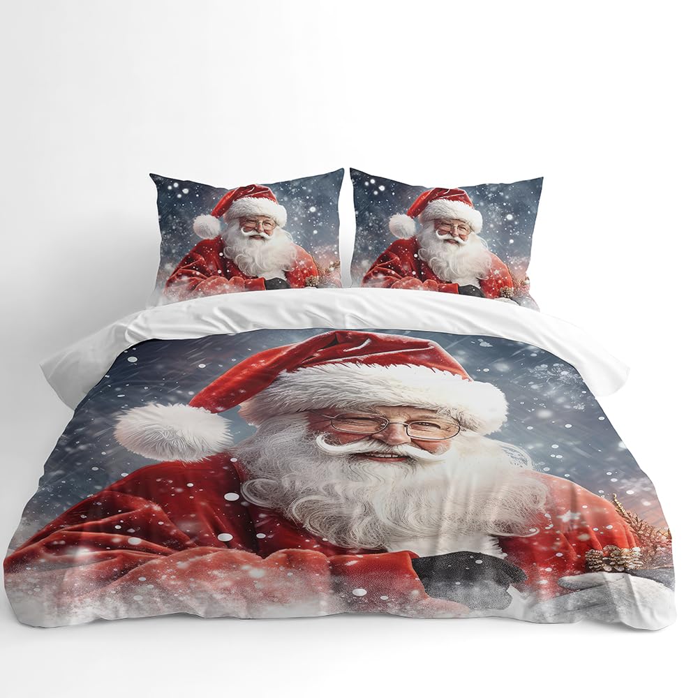 Adam Home Christmas Bedding Duvet Quilt Cover With Pillowcases Home Bedroom Decor King Duvet Cover Set|Santa in Snow