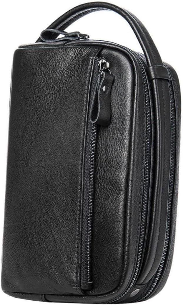 [LEDMOMO] シービジネスハンドバッグ メンズ 大容量レザーバッグ 持ち手付き 軽量 男性用収納バッグ ジッパー付きポケット