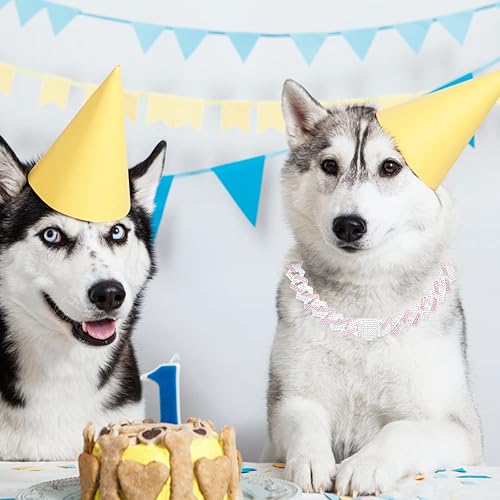 Miniatura 5 de Collar de cadena para perro, collar cubano de diamante con purpurina, collar de cadena de metal para caminar con diseño de hebilla segura para