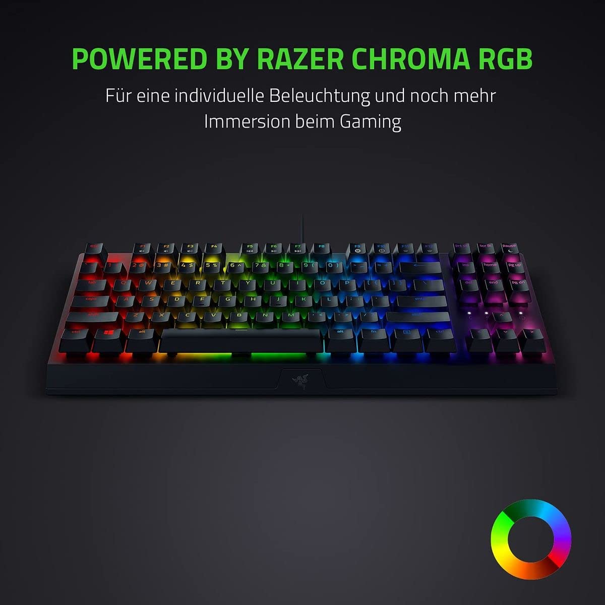 Razer BlackWidow V3 Tenkeyless (Green Switch) – mechaniczna klawiatura do gier bez klawiatury numerycznej (klikające przełączniki mechaniczne, kompaktowe, w pełni programowalne klawisze) układ QWERTZ