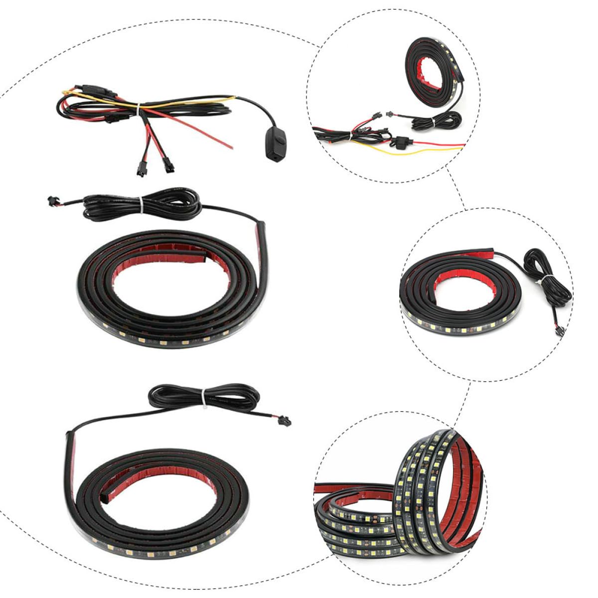LABRIMP Set 3 Pezzi Striscia Luminosa per Camion Luce Bilaterale Cassone, Accessorio per Luci Auto Pickup, Installazione Semplice per Guida Notturna e Compatibile Maggior Parte Pickup