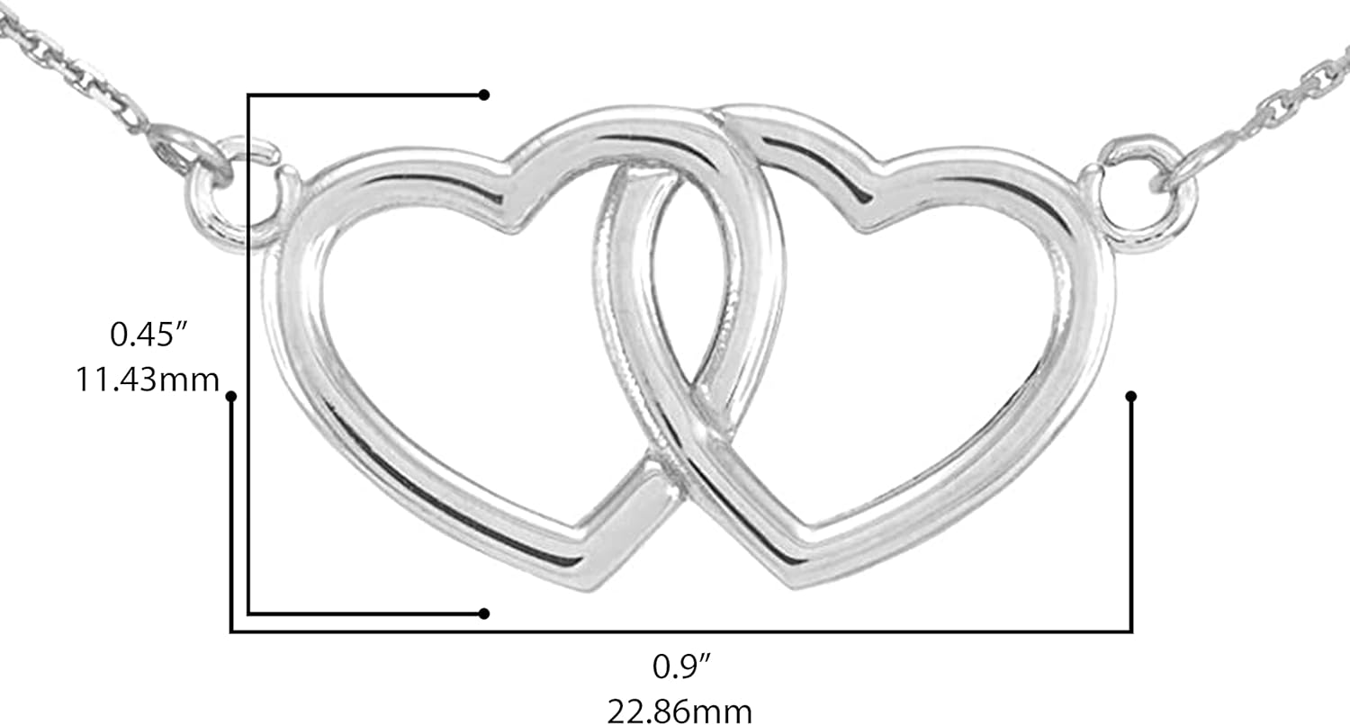 Claddagh Gold 925 Sterling Silver Double Open Heart Necklace - Image 3