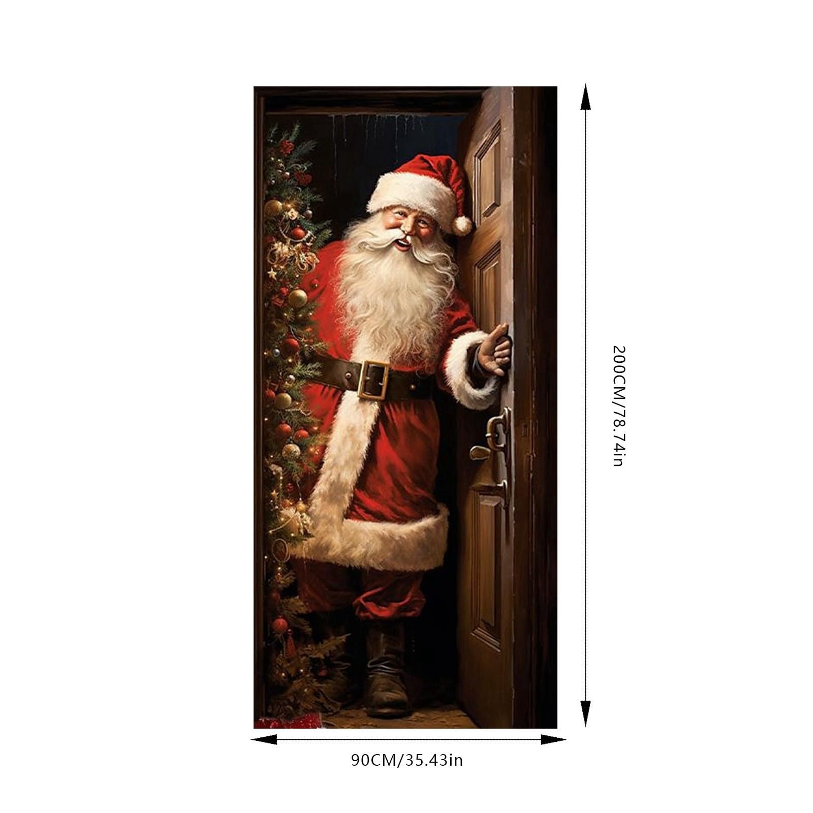 Weihnachten Tür Dekoration 200x90 Cm - Weihnachtsmann Türbanner Mit Klebeband