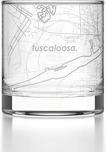 Miniatura 57 de Well Told Vaso de whisky grabado con mapa de Charleston, Carolina del Sur, vaso de rocas estilo antiguo (11 oz, transparente), vaso de whisky