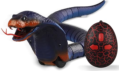 Shopline Juguete de serpiente de control remoto juguete realista de Naja Cobra con lengua retráctil y cola de balanceo para niños y niños diversión