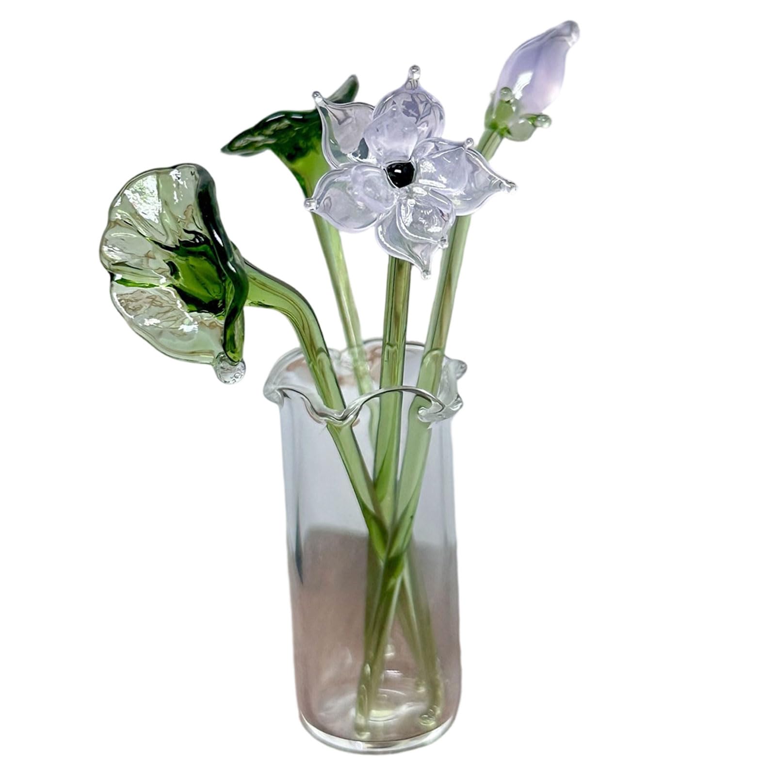Whoasyst Clear Glass Vase Decoration with Colored Glaze Flower for Home Flower Arrangement Anniversary Wedding Table Centerpieces Glass Vase
