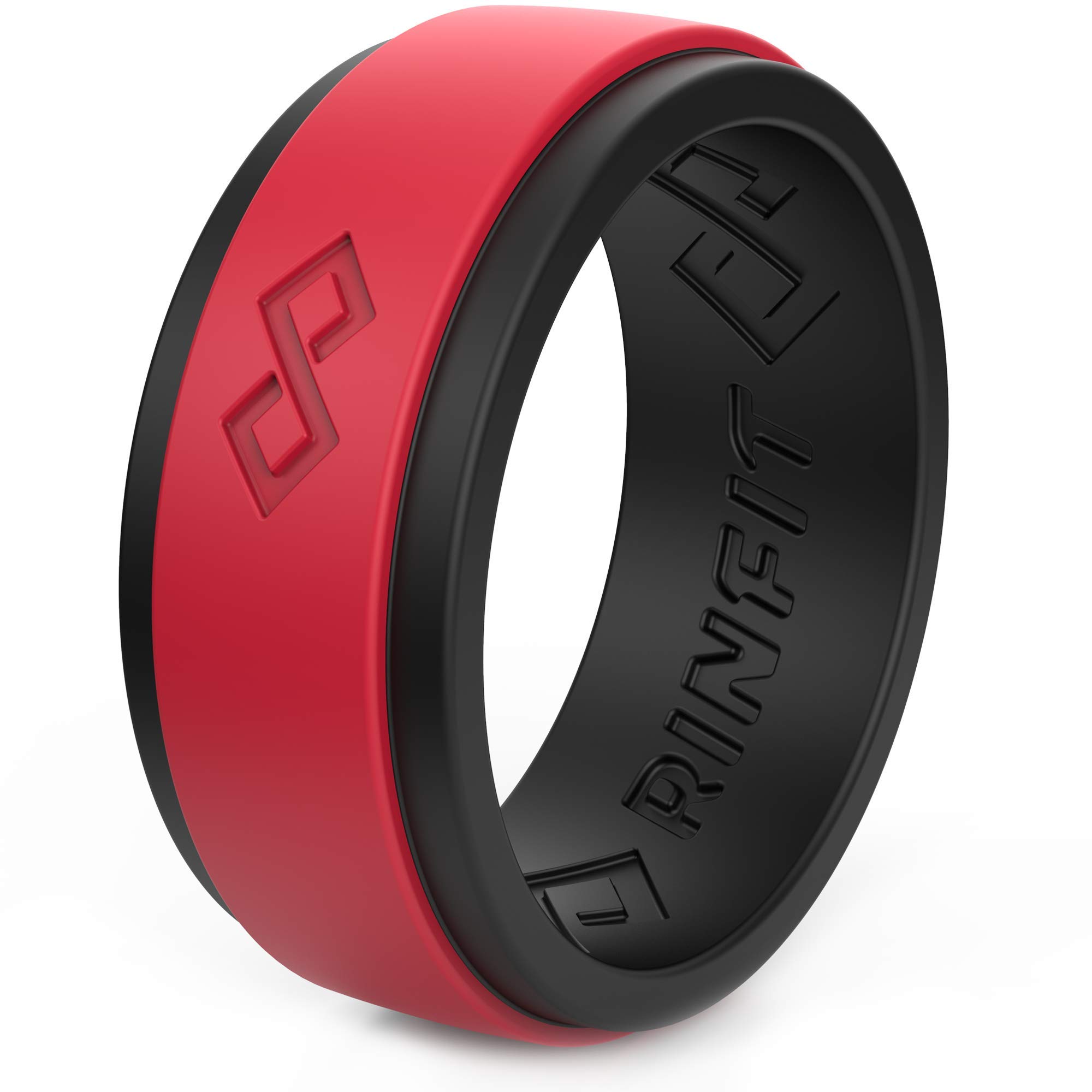 Rinfit Silicone Rings for Men 9mm Wide, 2mm Thick - Mens Rubber Wedding Bands - Infinity Ring with 2 Layers - Patented Design