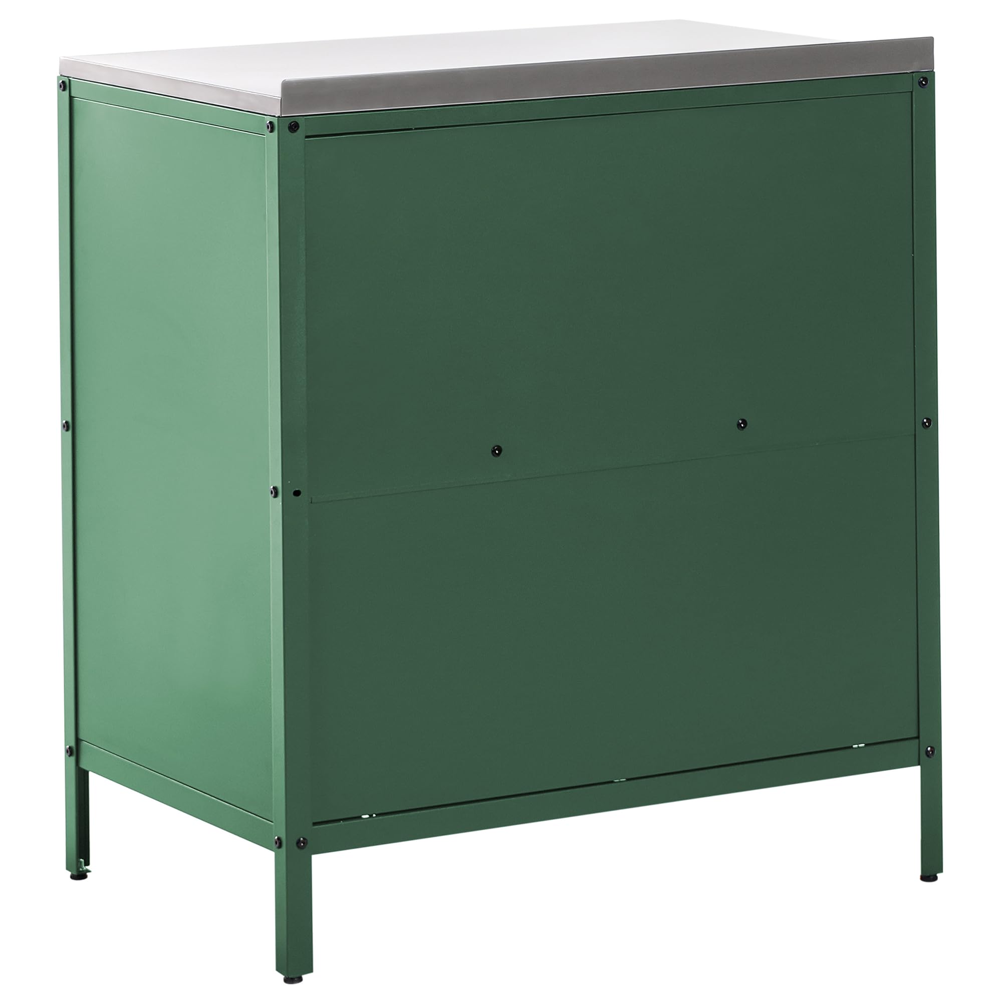 Beliani Armario Cocina Exterior 2 Puertas de Acero Inoxidable Verde Vilama