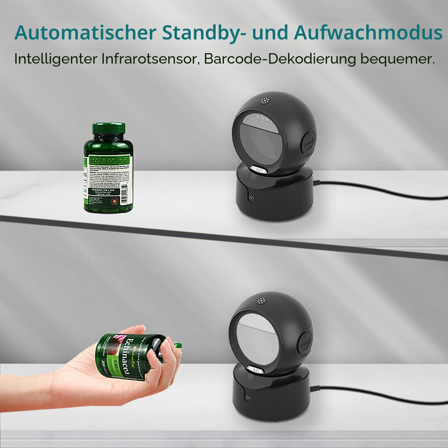 NetumScan omnidirektionaler Desktop Barcode Scanner NSA5, kabelgebundener USB 1D-2D QR Barcode-Leser
