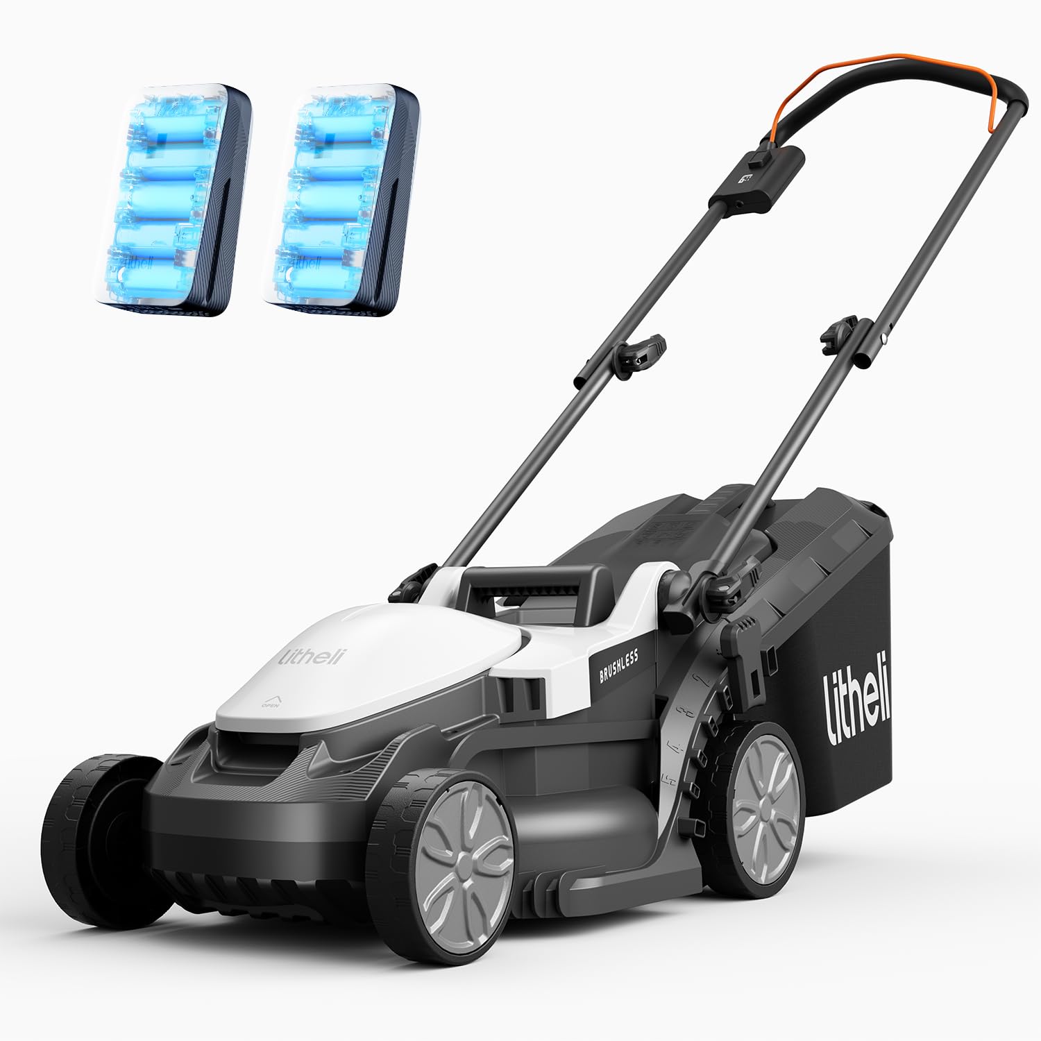 Litheli Cordless Lawn Mower 13 Inch, 5 Heights Adjustment, U20 Series 20V Electric Lawn Mowers for Garden, Yard and Farm, Light-Weight with Brushless Motor, 2 x 4.0Ah Portable Battery Included