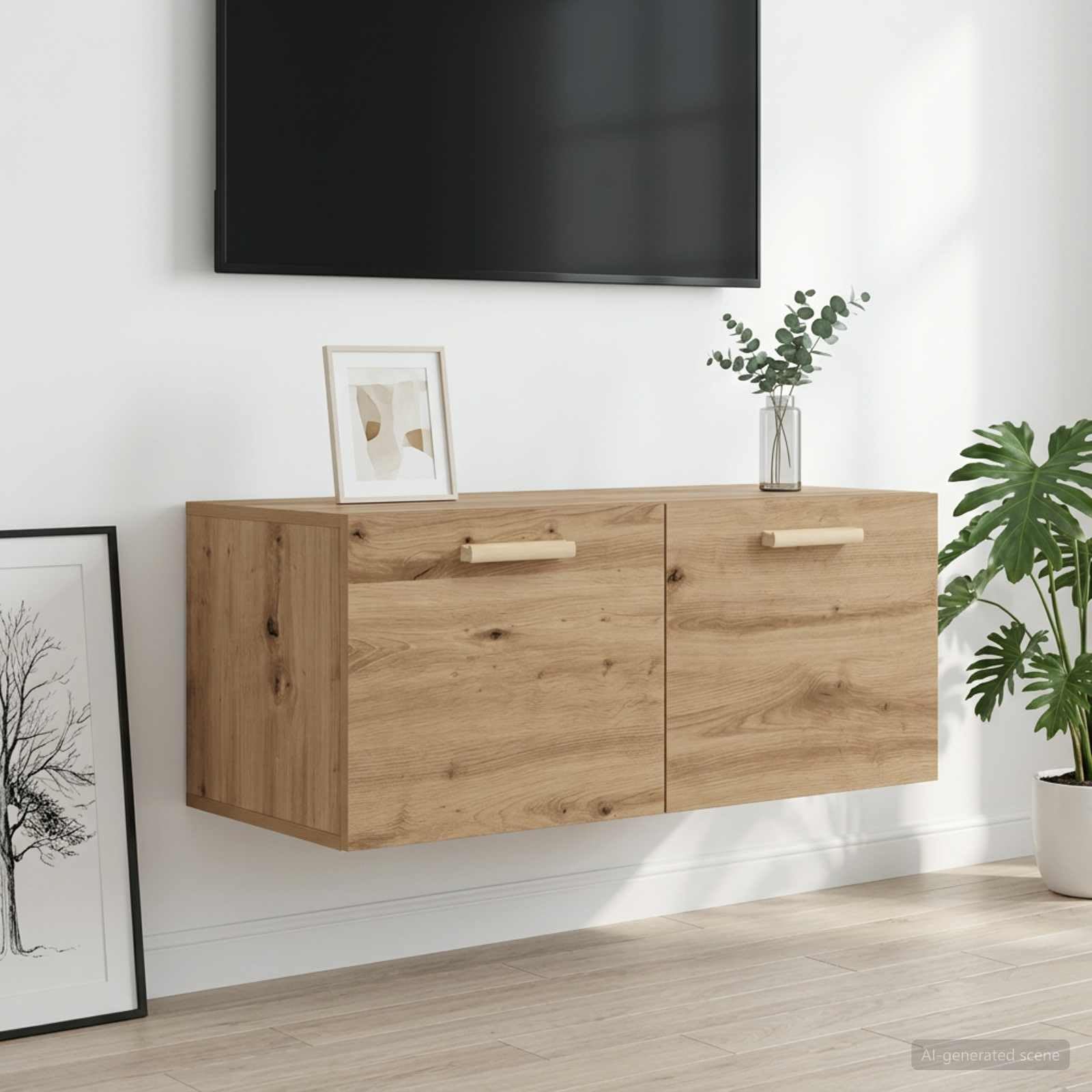 Armadietto da parete in rovere Artisan, 80 x 36,5 x 35 cm