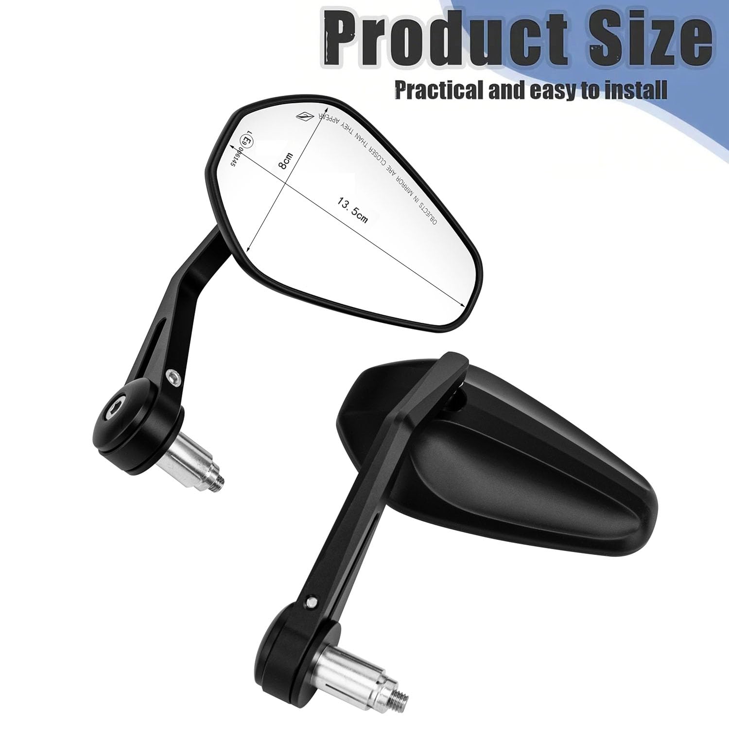 Retroviseur moto embout de Guidon universel E9 CNC 7/8" 22 mm, compatible avec Dirt Bike Adventure Quad ATV Bonneville Speed Street Scooter