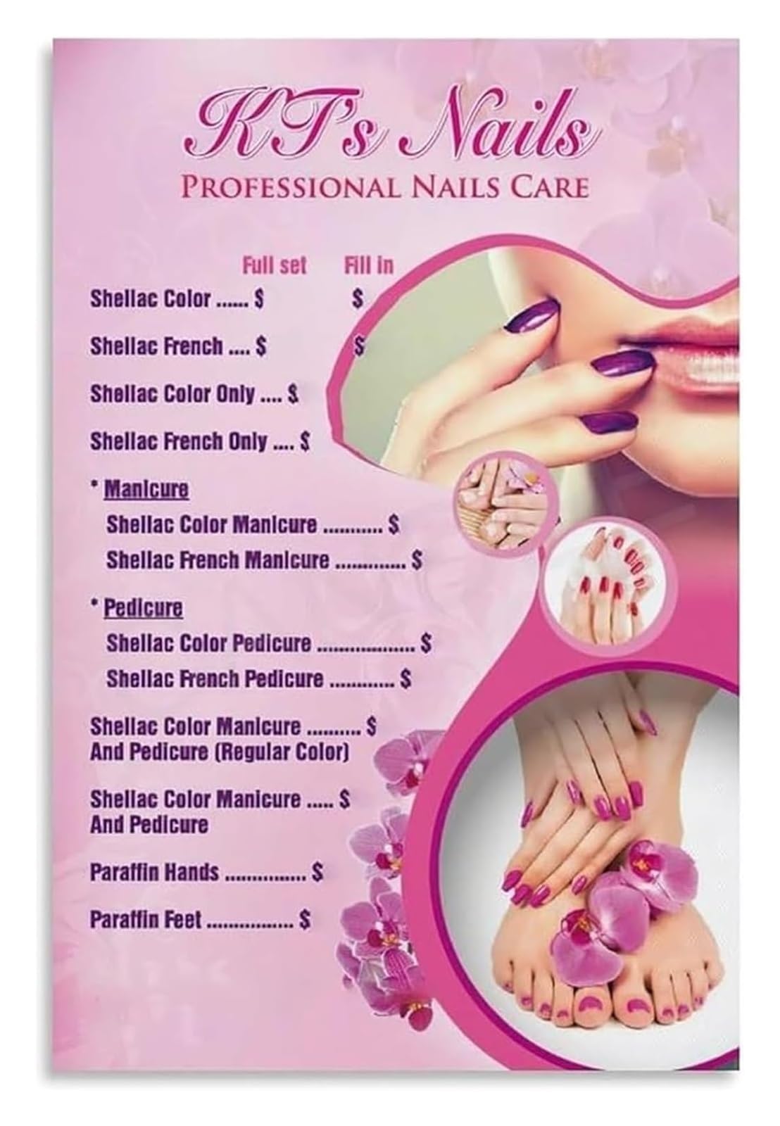 AUOQKQUT Salon List Metal Sign Nail Services Acrylic Dip Overlay French Tip Chart Retro Wall-Art for Nail Studio Spa Manicure Corner Decor 8 X 12 inch