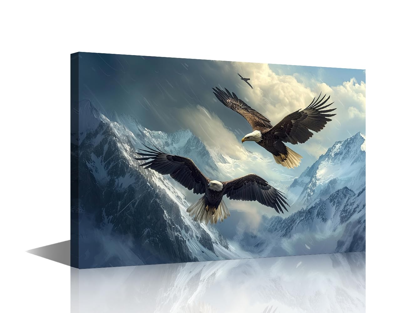 1 Pieces Eagles Framed Wall Art Wild Animal Large Canvas Wall Art Soaring Eagles Canvas Wall Art for Bedroom Pictures Posters Modern Home Decor Stretched and Framed Ready to Hang (24"Wx36"H)