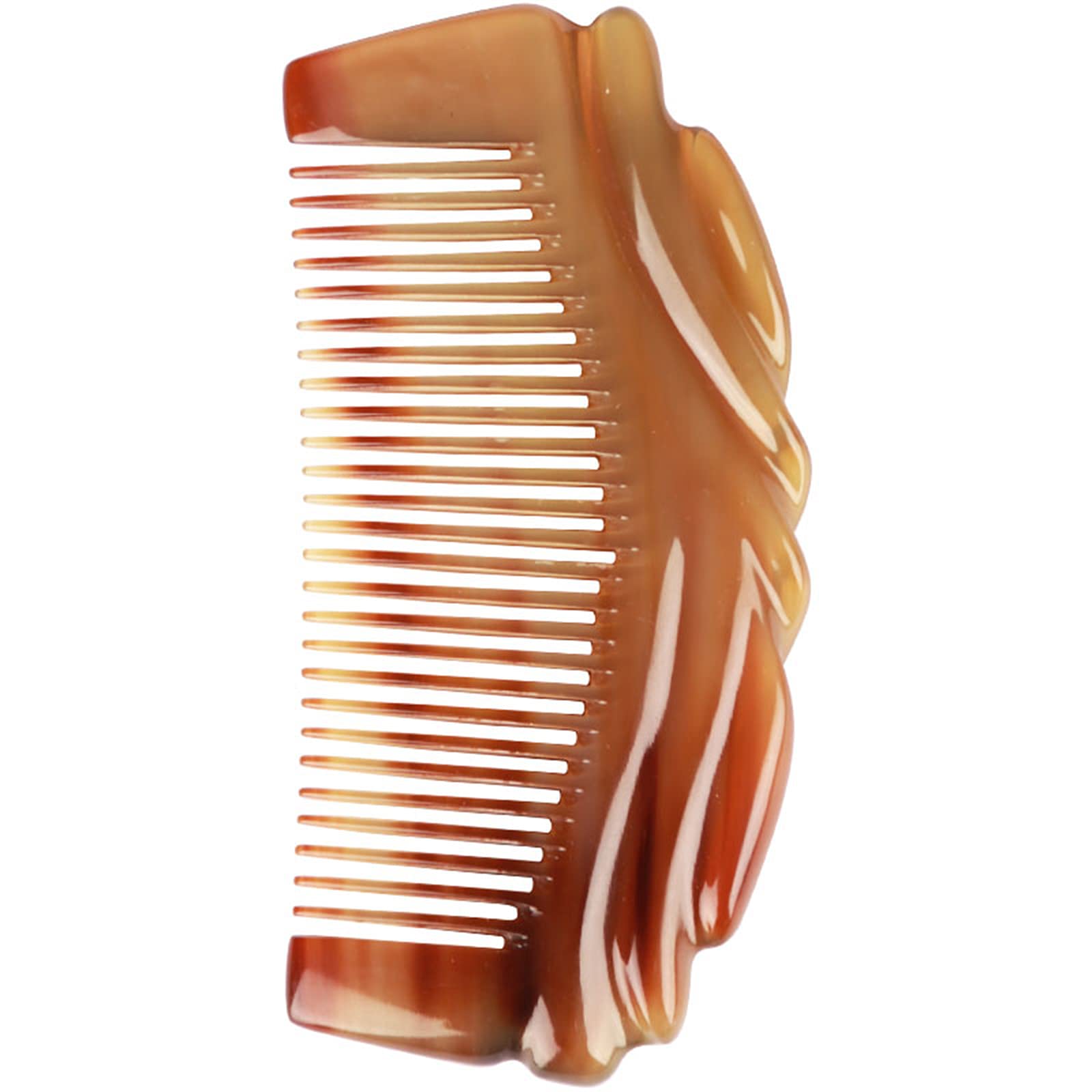 U/D Peine De Cabello, Peine De Cuerno De Buey Natural para Un Dedangling, Peine De Bolsillo Antiestático para Cabello Y Barba, Mini Peine Portátil Sin Mango,Natural