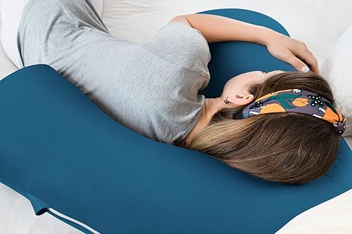 Miniatura 8 de INSEN Almohadas de embarazo, almohada de maternidad de cuerpo completo en forma de L con funda extraíble, almohadas de embarazo de 57 pulgadas para