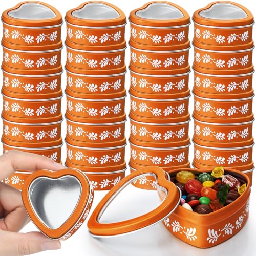 Image of Supervitae 30 Pcs Cielito Lindo Party Favor Clear Heart Shaped Tins with Lids De Barro Empty Candy Tins Gifts for Wedding Making DIY Craft(Fresh)