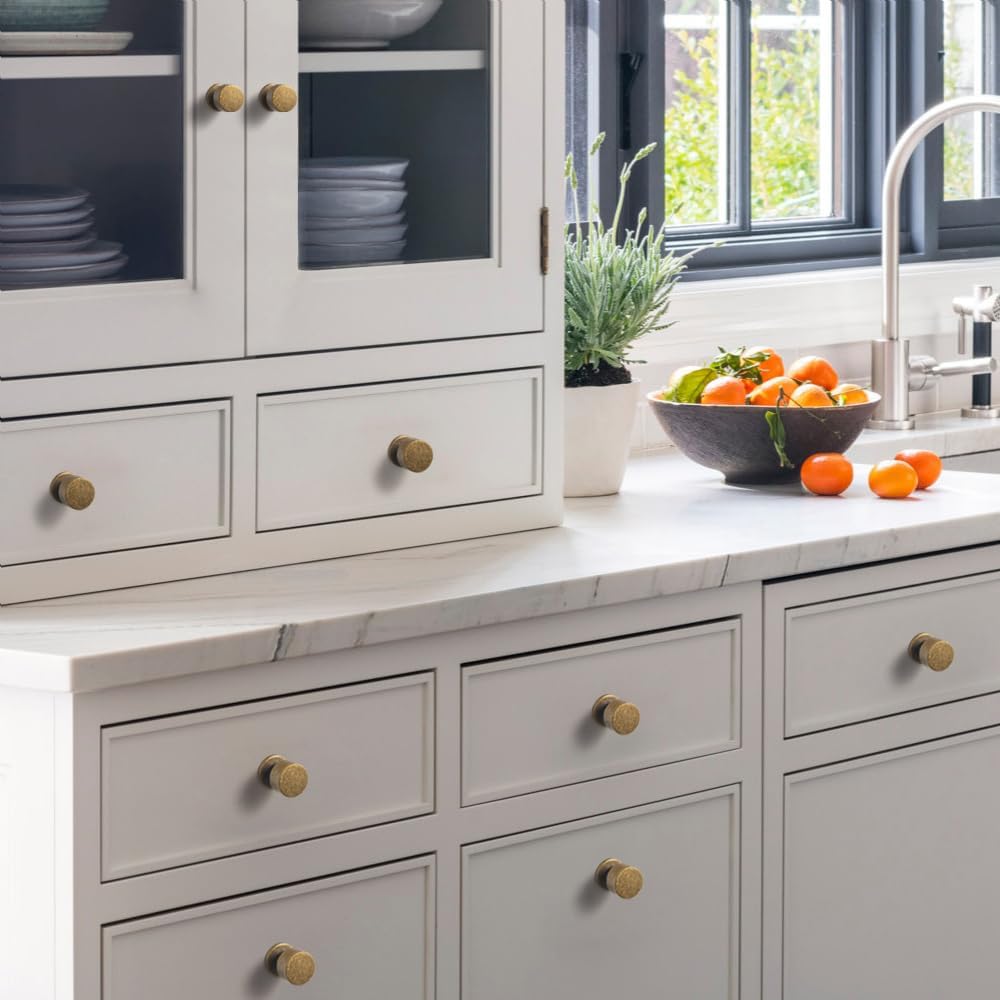 Antique Brass Mushroom Cabinet Knobs with Mounting Hardware