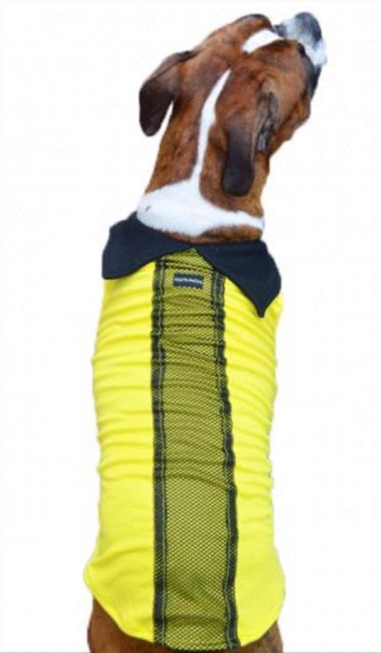 Kitty & The Woof Gang Baby Yellow Colour T-Shirt - Jersey with Black Net on The Back and Black Collar | Summer Apparel | Dog Summer T-Shirt - 28 Inch-3XL (Large)