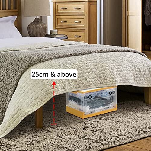 Image of ABOUT SPACE Storage Box - 3 Side Opening Transparent Body Plastic Bin with Wheels & Lid Stackable, Foldable, Portable Multipurpose DIY Organizer for Clothes,Toys, Books - Yellow L 40 x B 30 x H 24 cm