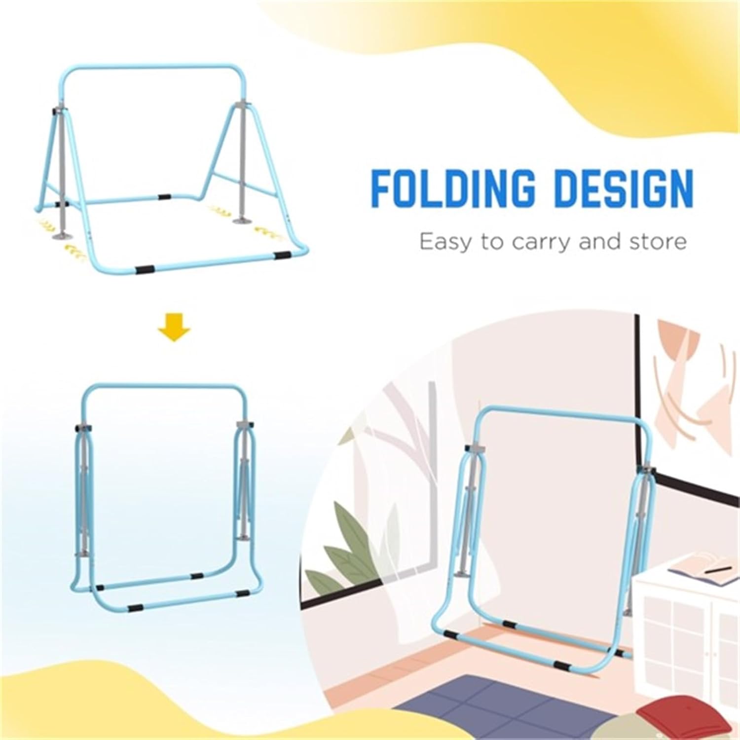 Children's Toys, Children's Entertainment Sports Equipment, Children's Horizontal bar Fitness Equipment, Exercise, Support Device, Good Stability, Height Adjustable, Green