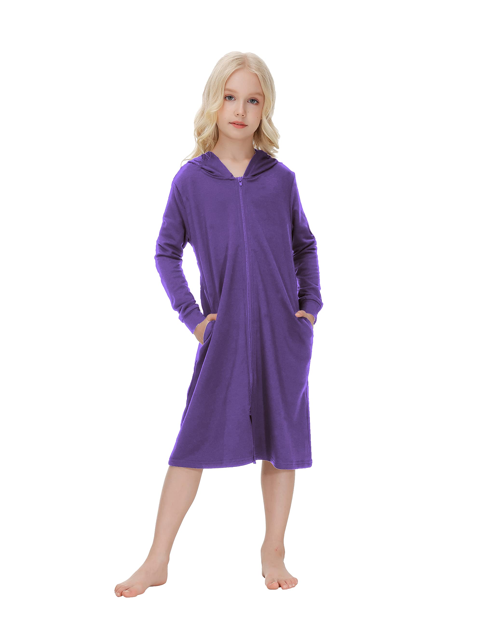 Verve Jelly Kinder Bademantel mit Kapuze Vertuschung Reißverschluss Robe weicher Pyjama Baby Kleinkind Kleid Bademantel Junge Kinder Mädchen Nachtwäsche Homewear