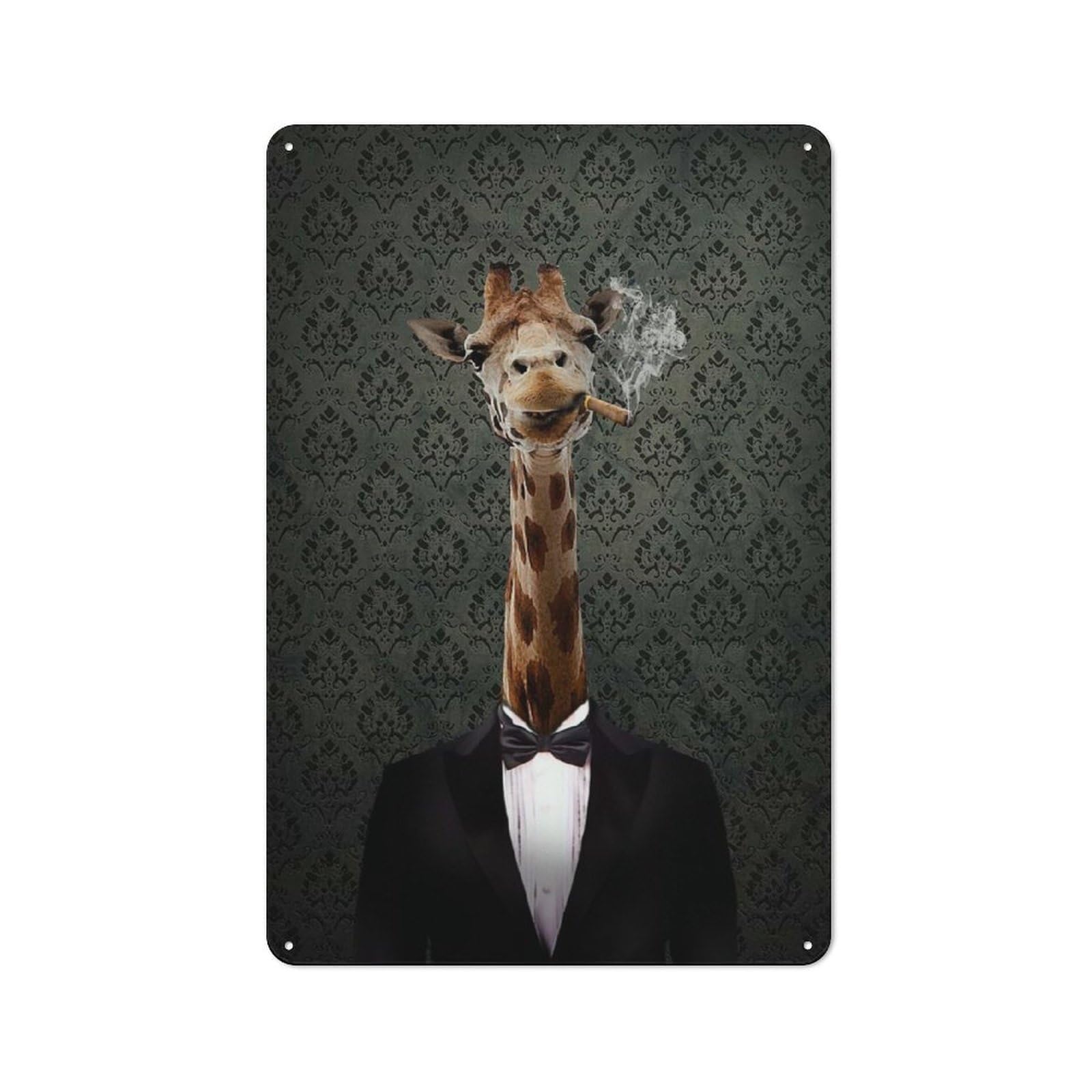 Junmoney Animal Portrait 01 Retro Metal Plaque 30X20cm For Garage Or Workshop, Housewarming Wall Decor For People Furnishing Garage And Workshop
