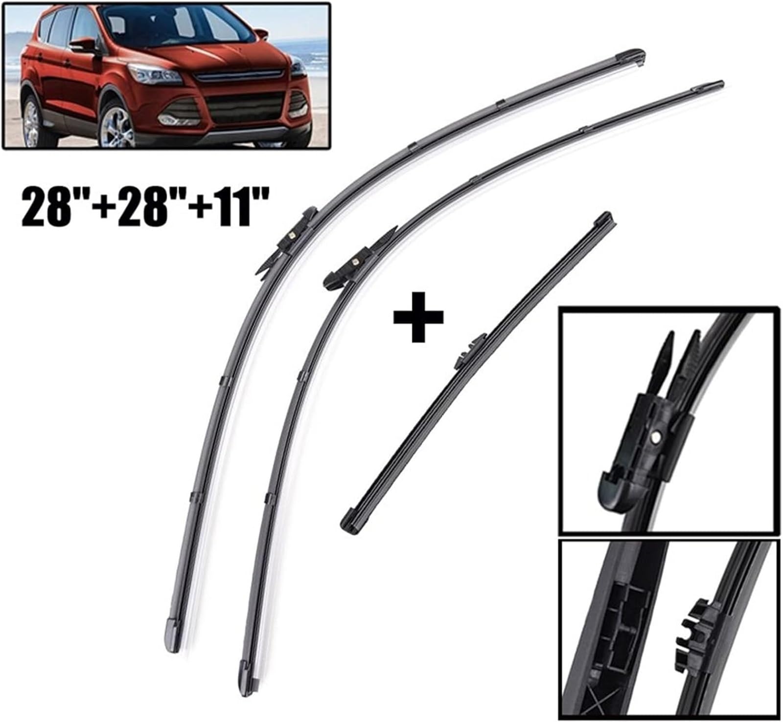 spazzole tergicristallo universali per auto Set di spazzole tergicristallo per parabrezza auto, adatte per Ford, per Kuga ed per Escape