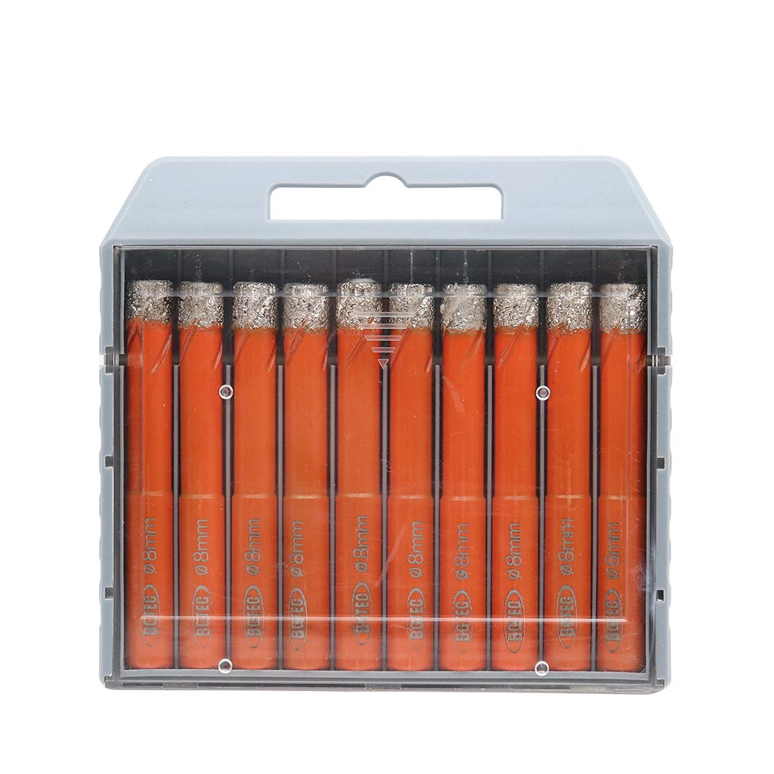 Set di Punte Diamantate a Secco, BGTEC 10 Pezzi da 8 mm per Seghe a Tazza per Granito, Marmo, Muratura, Cemento, Piastrelle/Ceramica, Vetro, Plastica Dura, Kit di Punte Diamantate Brasate Sottovuoto