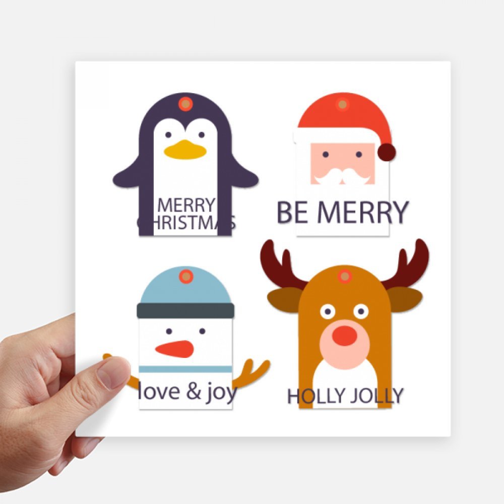 Autocollant Noël arbre renne carré 20 cm pour sticker PC et valise deco multipack