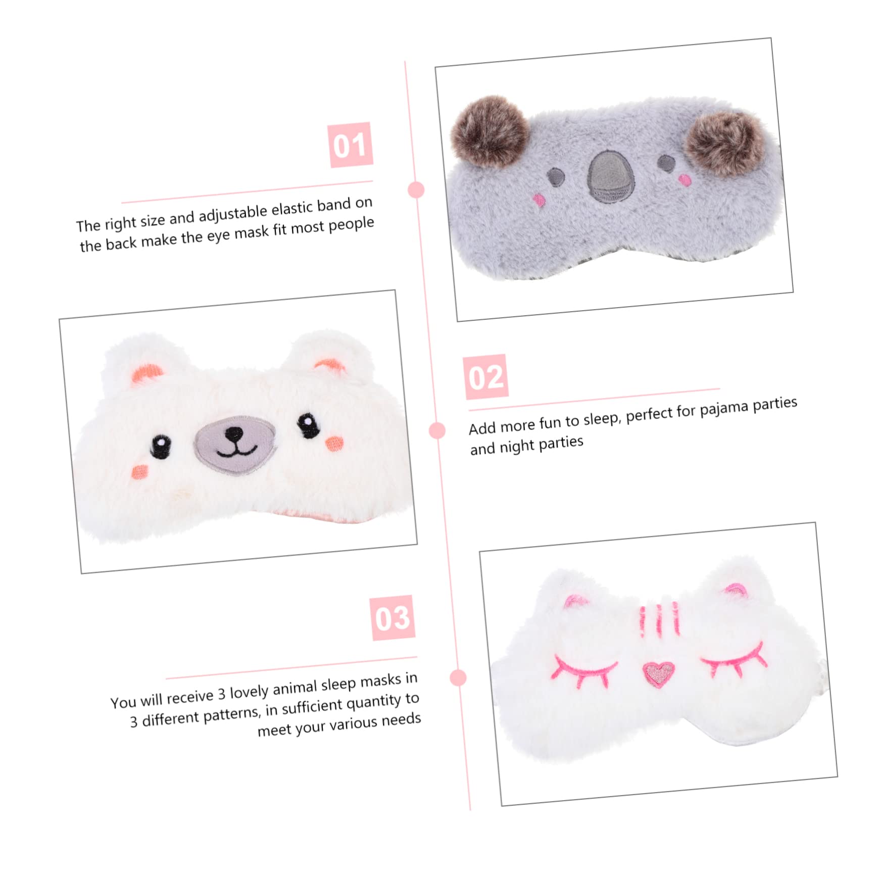 Healeved 9pezzi Mascherine Per Design Animali Morbide e Confortevoli Per Viaggi e Ombreggiante Per La Luce