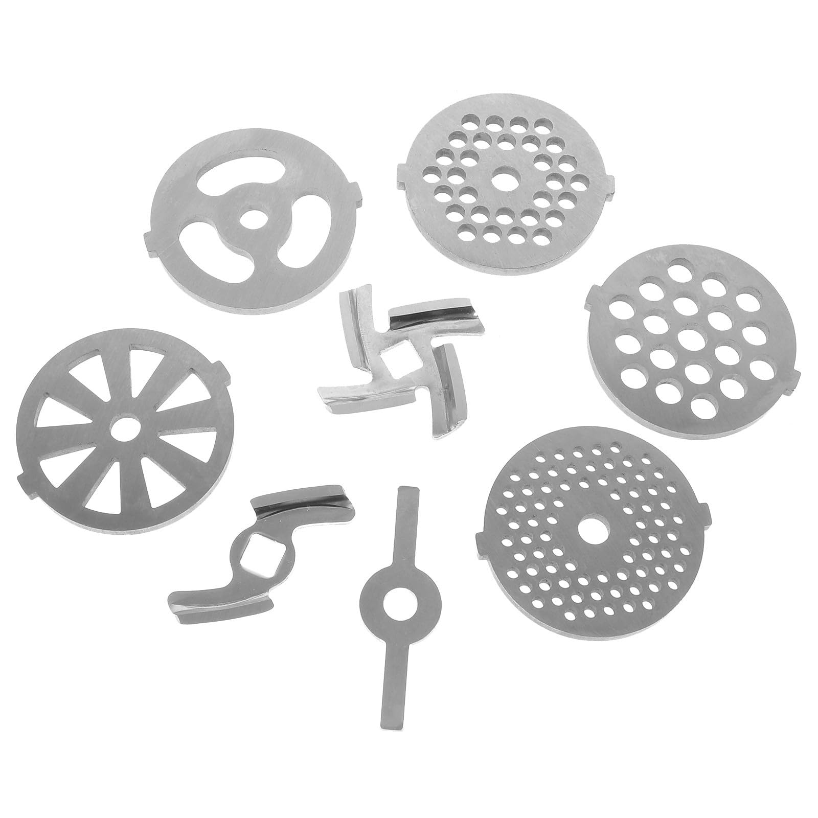 Happyyami Acero Inoxidable Juego de 8 Cuchillas para Picadora de Carne Placas de Corte de 7mm y 8.3mm, Resistentes Corrosión y Repuestos Prácticos para Uso Doméstico