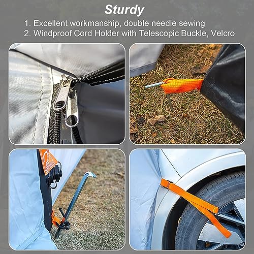 Tenda gonfiabile per camper, tenda pieghevole per portellone posteriore, installazione rapida in 3 minuti, autoportante, 380 x 180 cm, con borsa per il trasporto, tessuto Oxford 210D impermeabile e