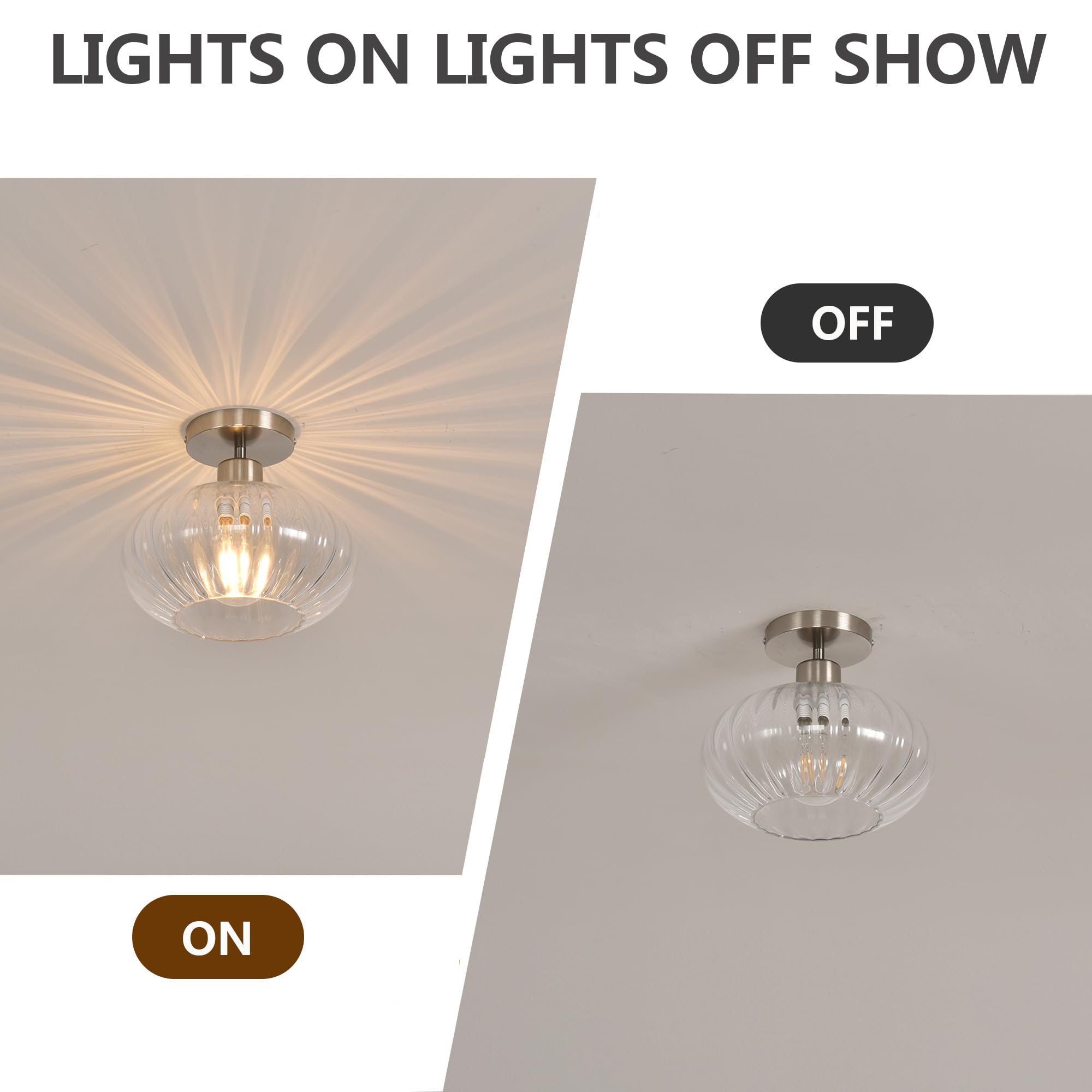 Pageone Plafoniere Corridoio Moderne in Vetro, Lampada da Soffitto a Sospensione con Paralume in Vetro Trasparente, E27 Lampadario a Plafoniera per Corridoio Ingresso Bagno, Senza Lampadina | Lampada da bagno E27 con paralumi in vetro trasparente, lampada