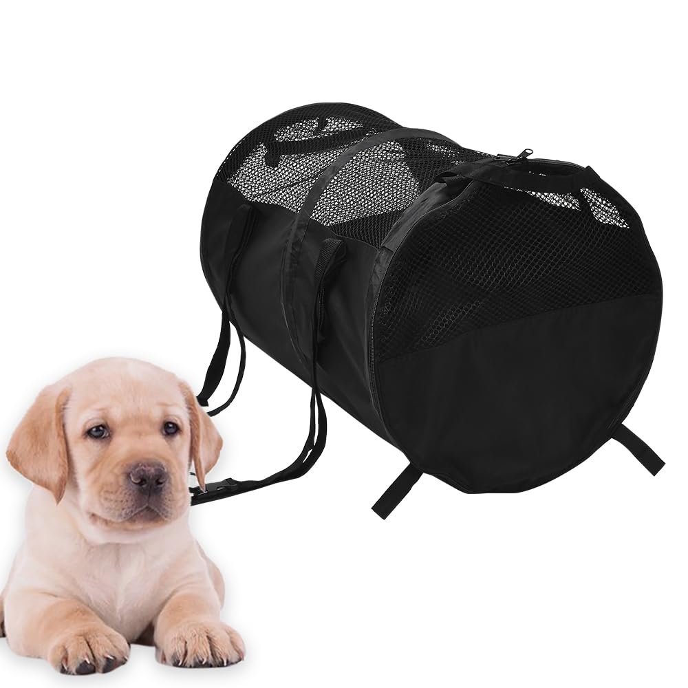 Portable Travel Crate for Car, 23 Inchs Small Pet Crate Metal Frame Dog Crate, Foldable Lightweight Sturdy Oxford Cloth with Breathable Mesh Easy Install Pet Carrier (Black)