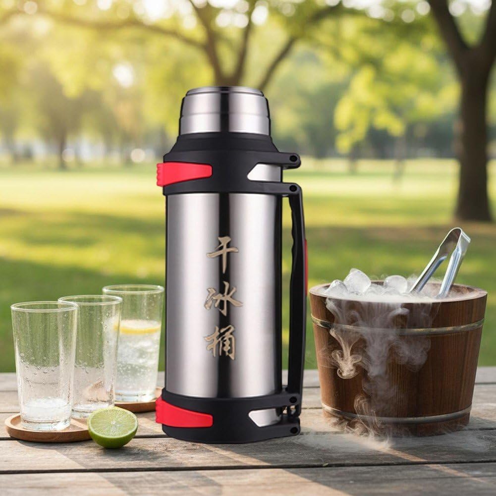 Wudaizhi Secchiello per Ghiaccio Secco 3 Litri, Grande capacità - Contenitore Isolante in Acciaio Inox 304 per Conservazione di Frutti di Mare, Preparazione di Cocktail E Lo Stoccaggio di Ghiaccio