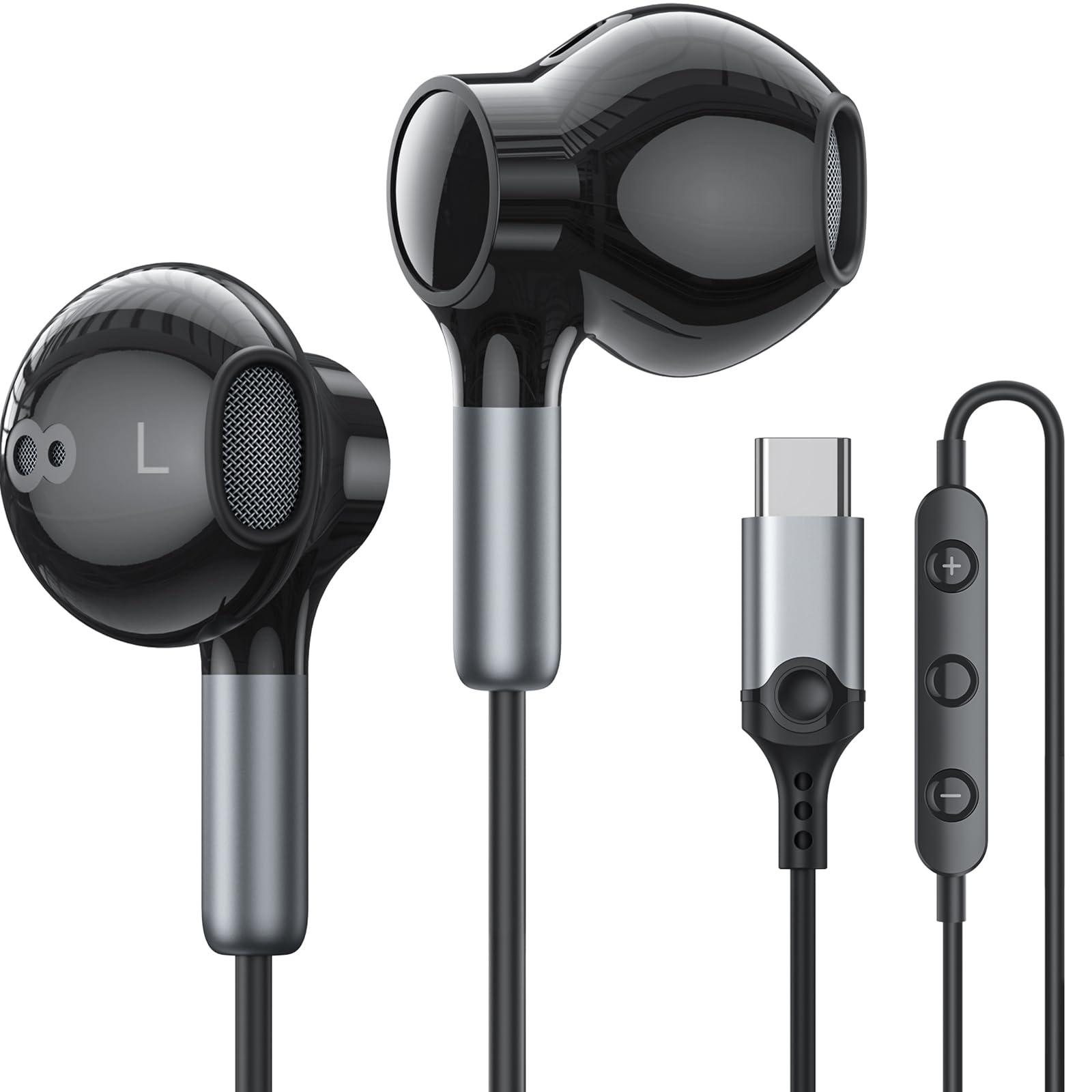 USB C Headphones for iPhone 17 16 15 Pro Max Plus USB C Wired Earbuds Ear Buds Wired Type C Earphones with Mic Volume Control HiFi Stereo for iPhone