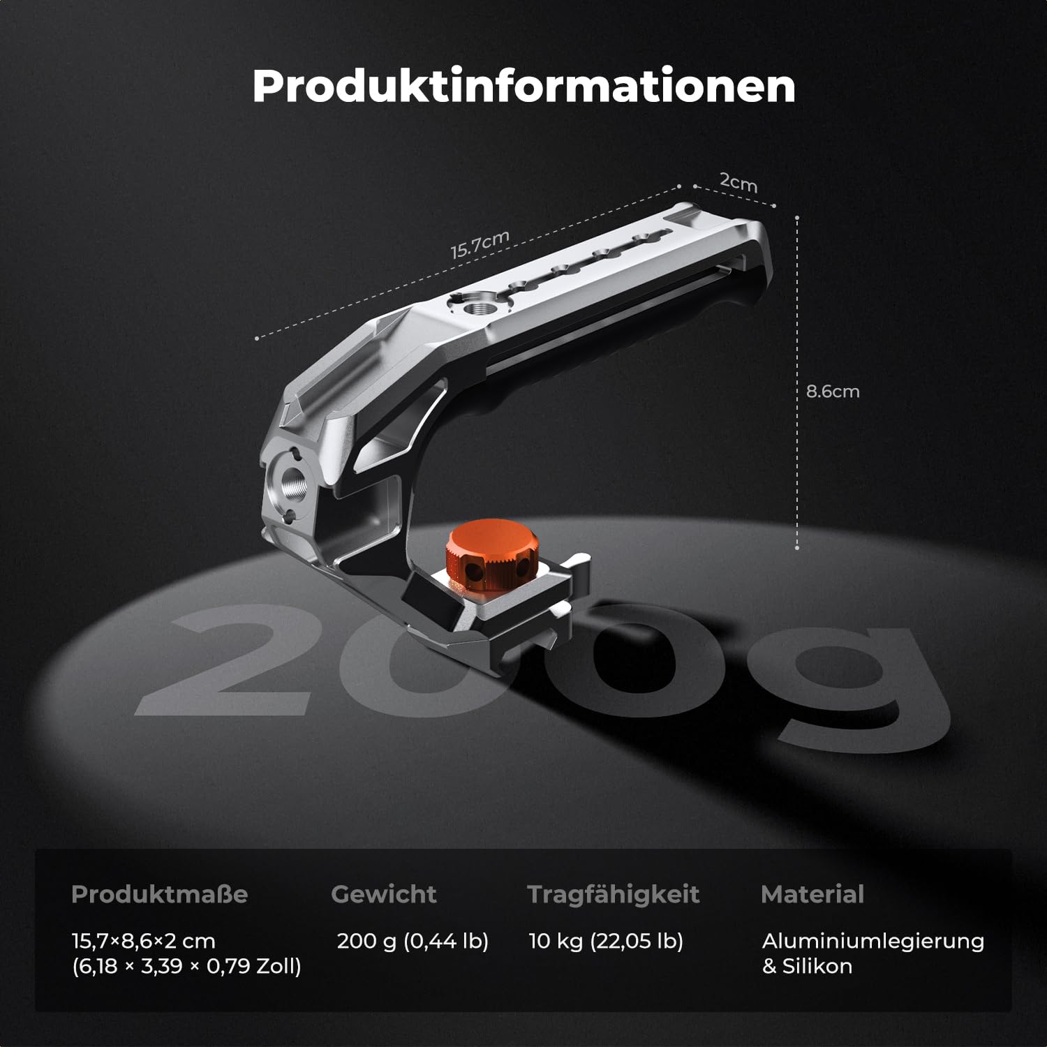 K&F CONCEPT Top Handle für Kamerakäfige,mit 3/8"-16 Locating Schraube für ARRI und mit Schnellverschluss für NATO-Schiene,Oberer Kameragriff mit 4 Kaltschuhadaptern für Zubehör