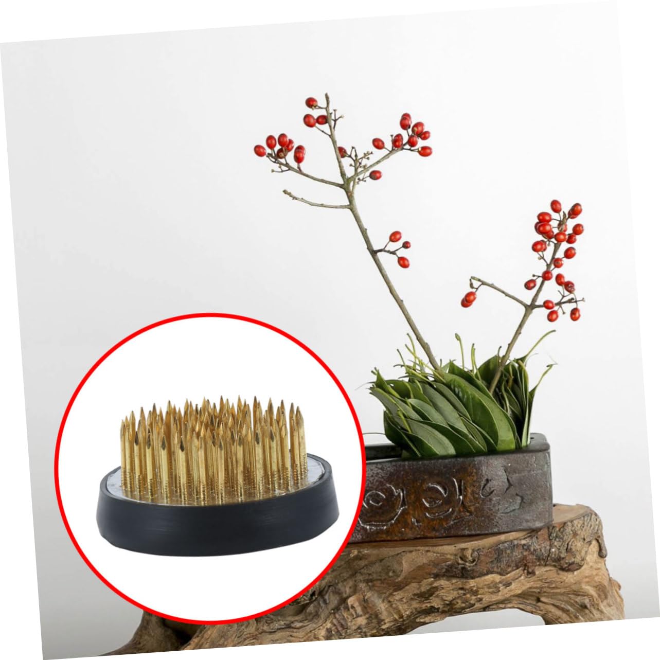 DOITOOL Copper Needle Flower Arranger Round Flower Frog Rubber Gasket for Arrangements