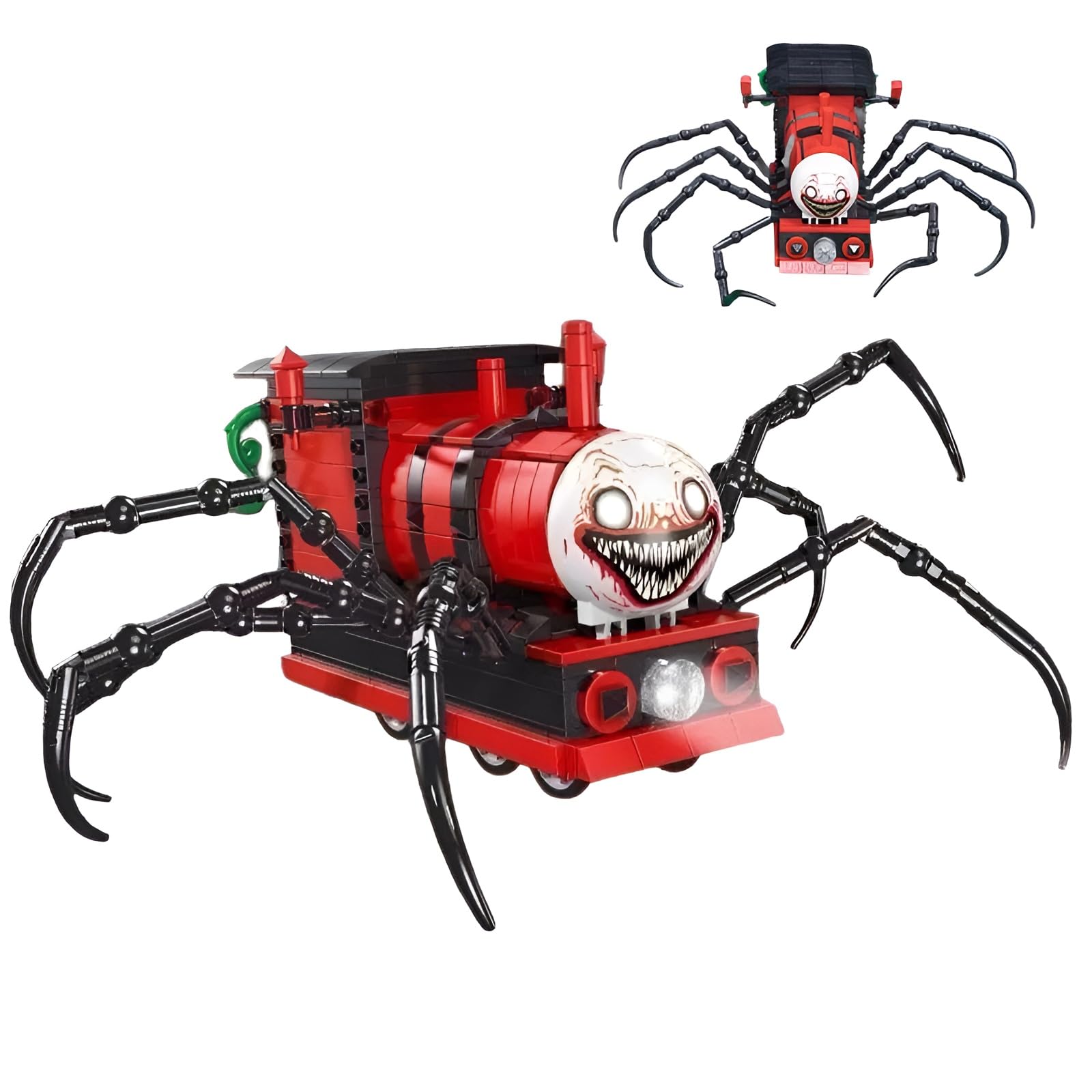 Qbrygmatic Choo Choo Charles Spider Train Building Blocks Set, 649PCS Horror Game Model Toys, Monster Car Clamping Blocks Kit, Gifts for Teens and Adults Horror Fan Home Decor