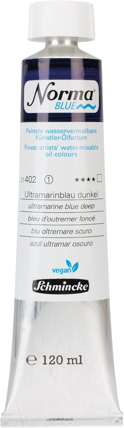 Schmincke - NORMA® Blue, 21402012, finest water-based artists' oil paints, highly pigmented, lightfast, vegan, ultramarine blue dark, 120 ml