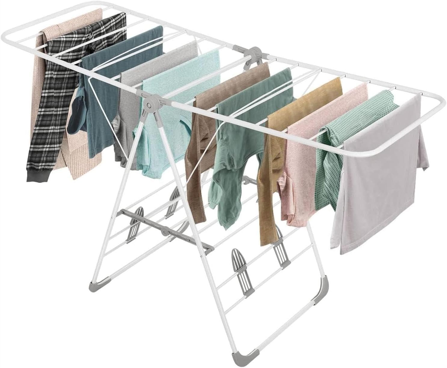 Clothes Airer Folding Drying Rack Stainless Steel Laundry with Height Adjustable Wings, for Indoor Outdoor Home,A,