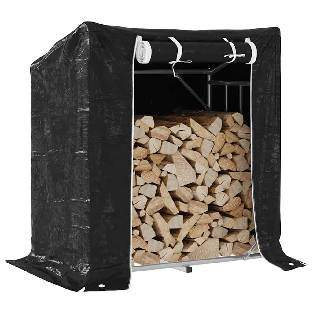 Estantería para leña con protección contra la lluvia de acero galvanizado, 101 x 61 x 110,5 cm, para leña y leña, resistente a la intemperie, con funda para lluvia, para terraza, jardín e
