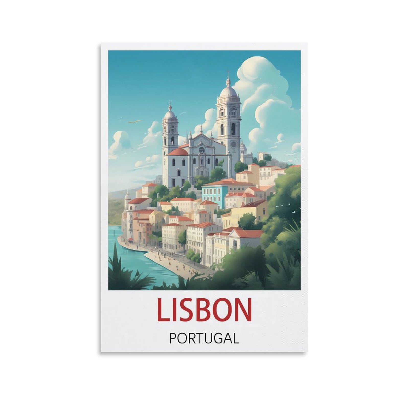 EZMLFA DIY Diamond Painting,Lisbon Portugal 5D Diamond Art DIY Cross Stitch Crystal Rhinestone Embroidery Pictures Craft for Home Wall 50x60cm