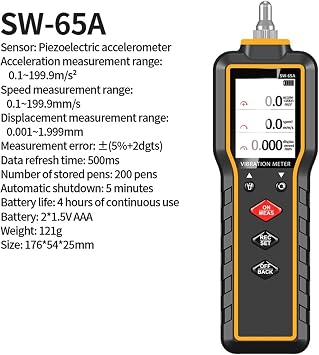 Handheld Vibration Meter Digital Vibration Measuring Tool Vibration Instrument SW-65A(SW-63A)