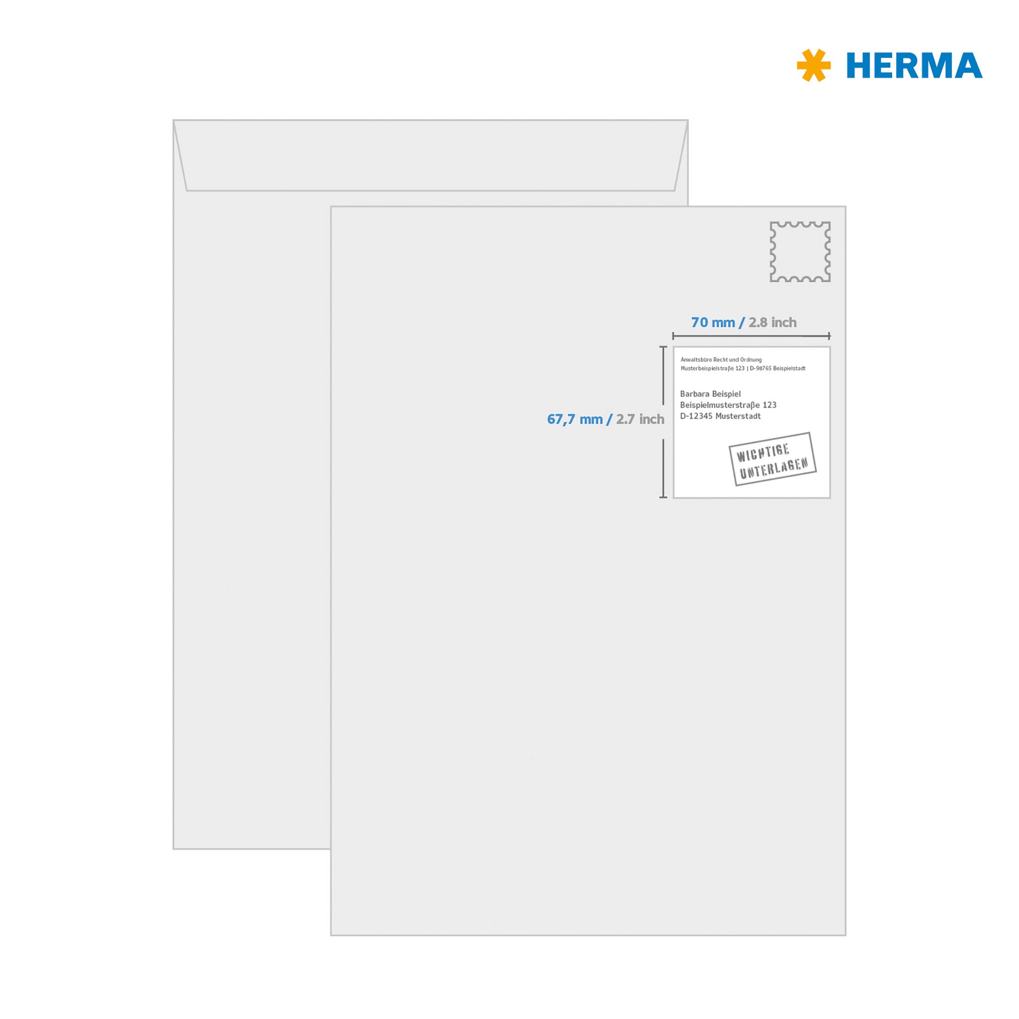 HERMA 4617 Universal Etiketten, 200 Blatt, 70 x 67,7 mm, 12 pro A4 Bogen, 2400 Stück, selbstklebend, bedruckbar, matt, blanko Papier Klebeetiketten Aufkleber, weiß