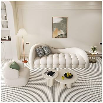 Amazon.com: RENEESME Small Cream Marshmallow Sofa, 210CM, Modern