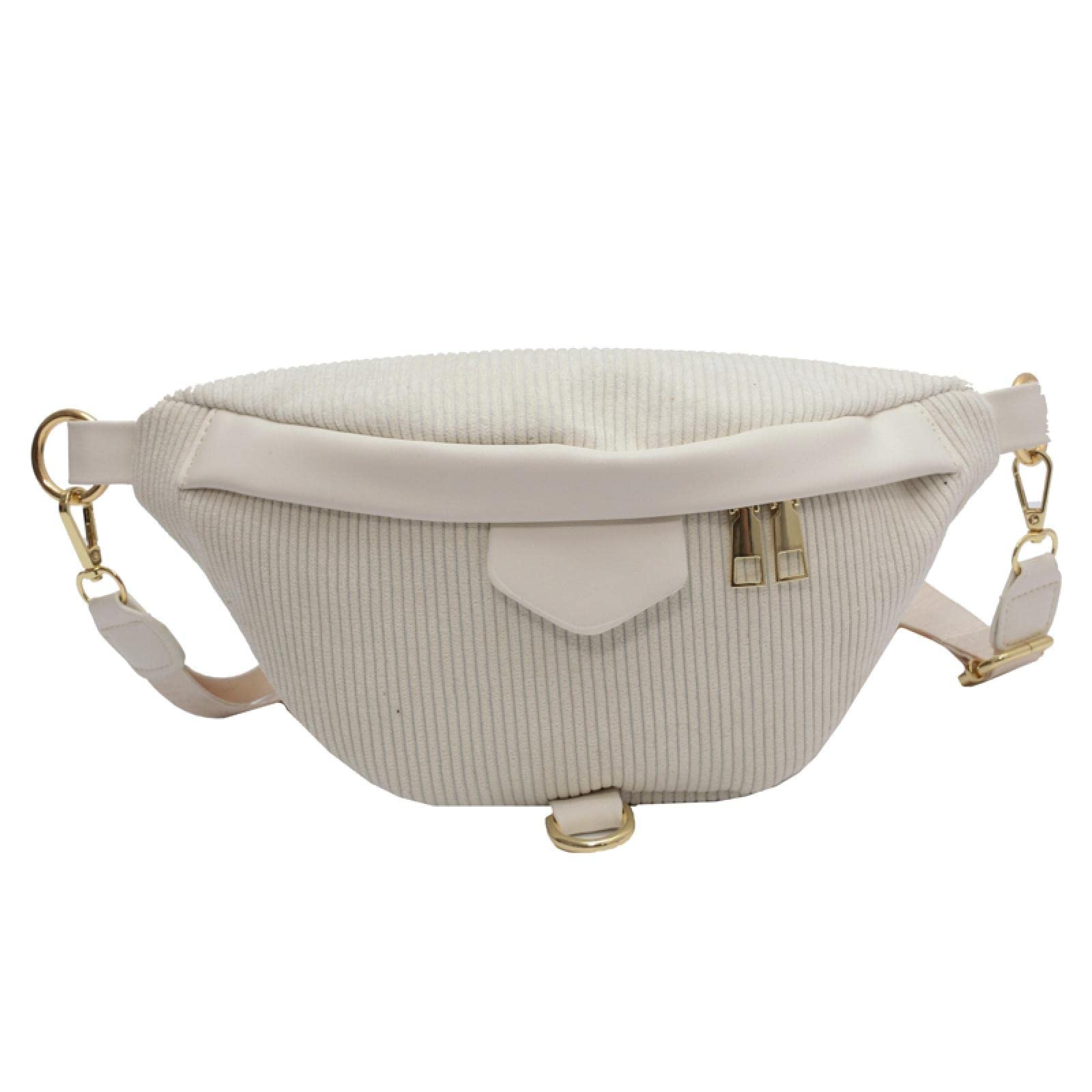 Sac banane femme sac banane en velours côtelé et sac de téléphone à la mode dames bandoulière poitrine sacs dame taille sac, Sac banane blanc
