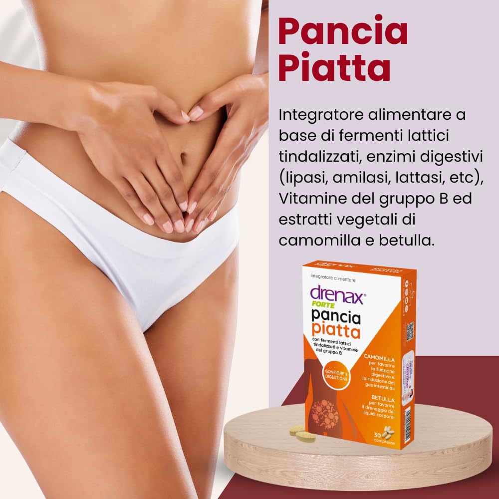 Drenax Forte Pancia Piatta Integratore Alimentare - 30 compresse/confezione - 02762 - Per gonfiore addominale