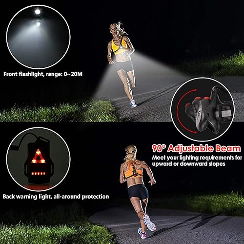 Miniatura 2 de ALOVECO Luces LED para correr nocturnas al aire libre, luz de advertencia trasera con batería recargable para camping, senderismo, correr, trotar,